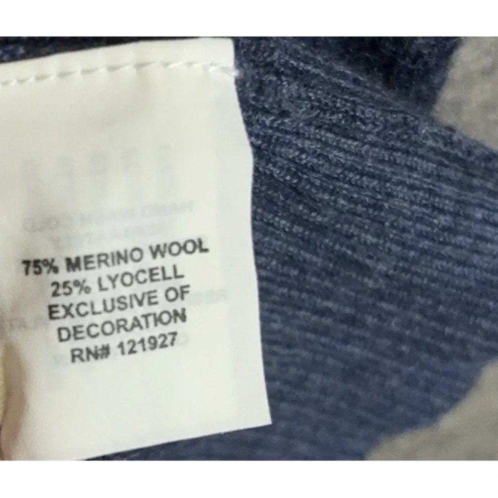 Johnnie O Merino Wool Blend Sweater Men Sz L Blue 1/4 Zip Lightweight LOGO